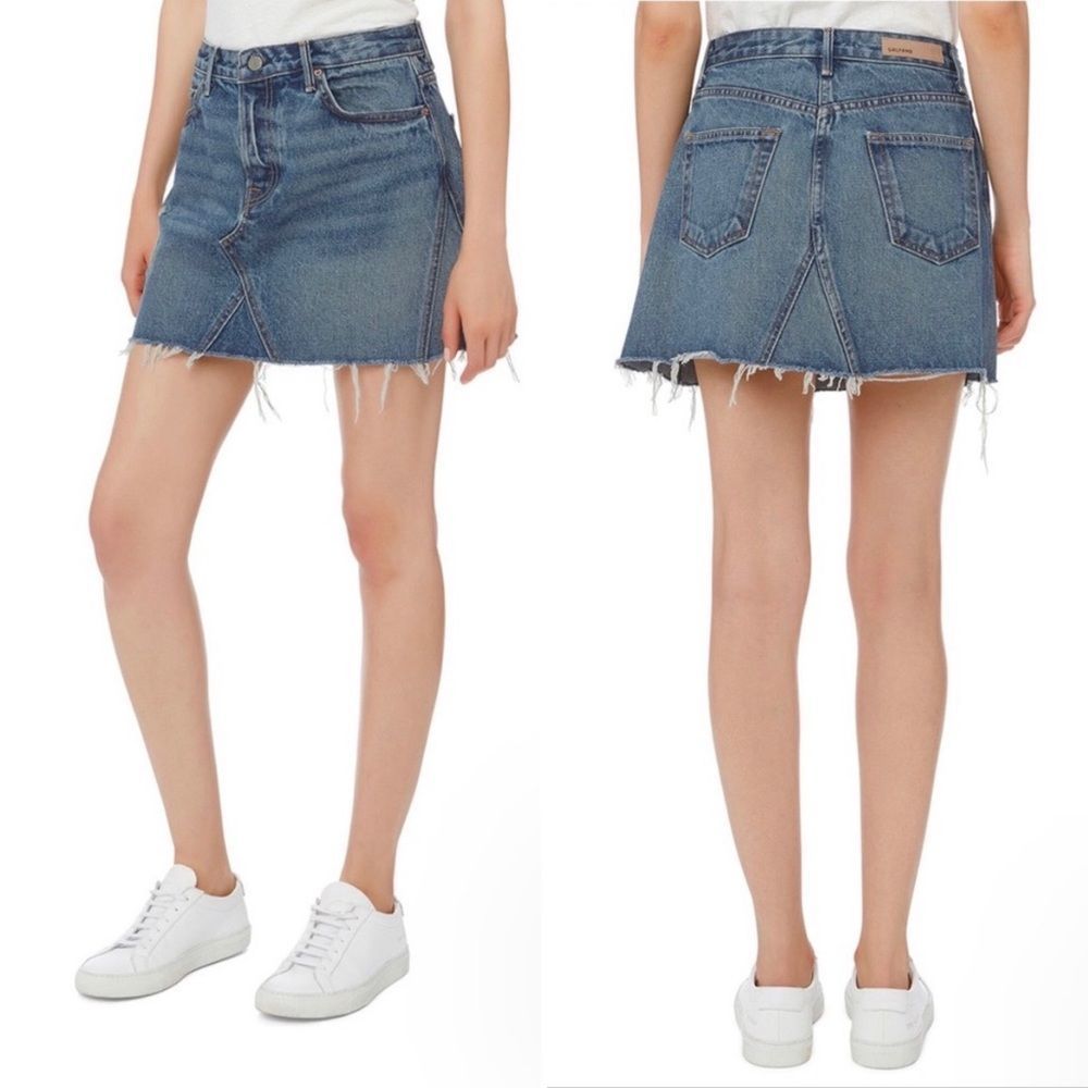 GRLFRND Eva Distressed Denim Mini Skirt 24 Blue